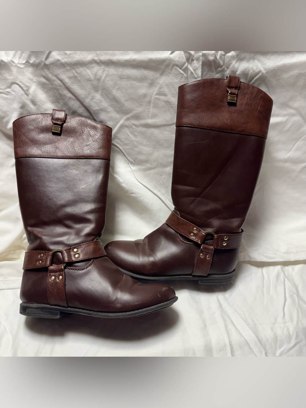 Tommy Hilfiger Brown Leather Kids Riding Boots